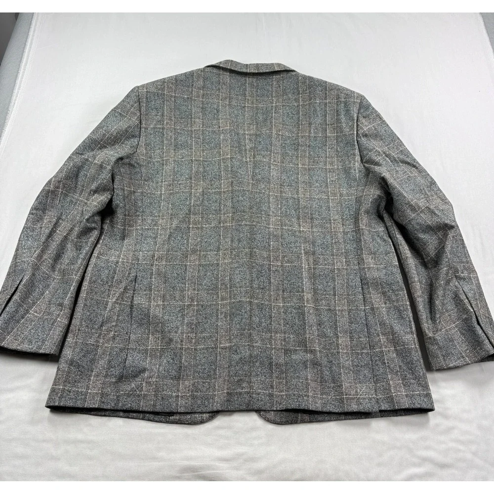 Brooks Brothers Blazer Mens 48R Gray Checkered Wool Vitale Barberis Canonico